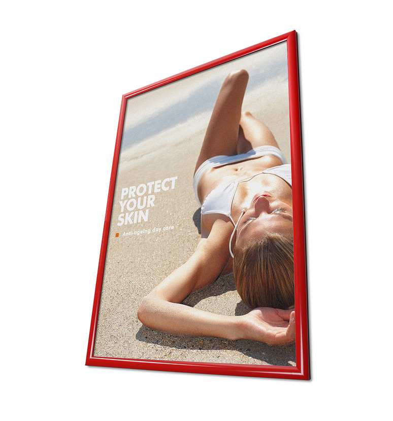 Červený klaprám A1, ostré rohy, 25 mm profil