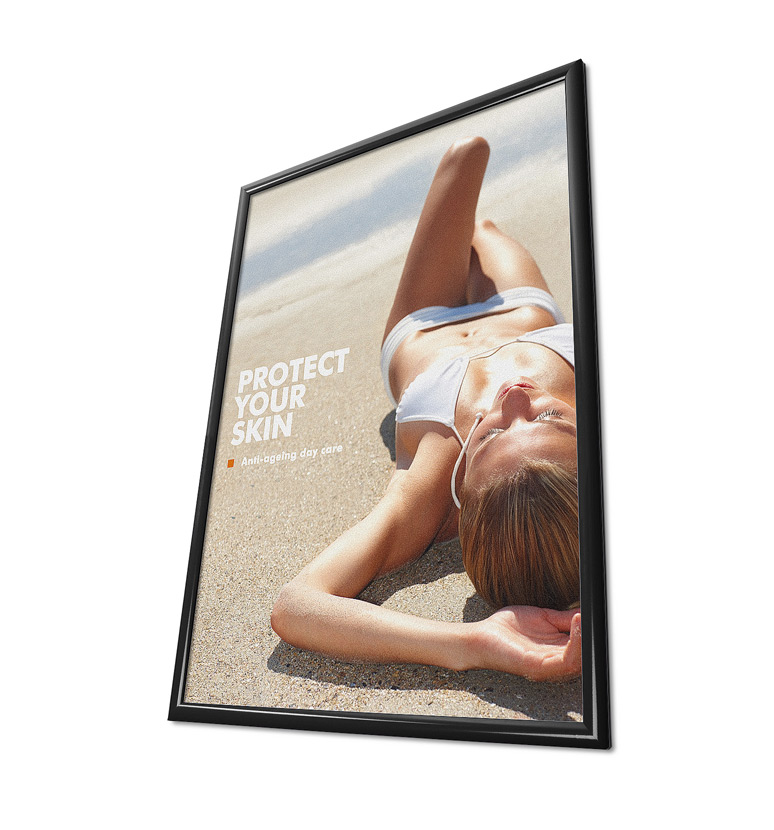 Čierny klaprám A1, ostré rohy, 25mm profil